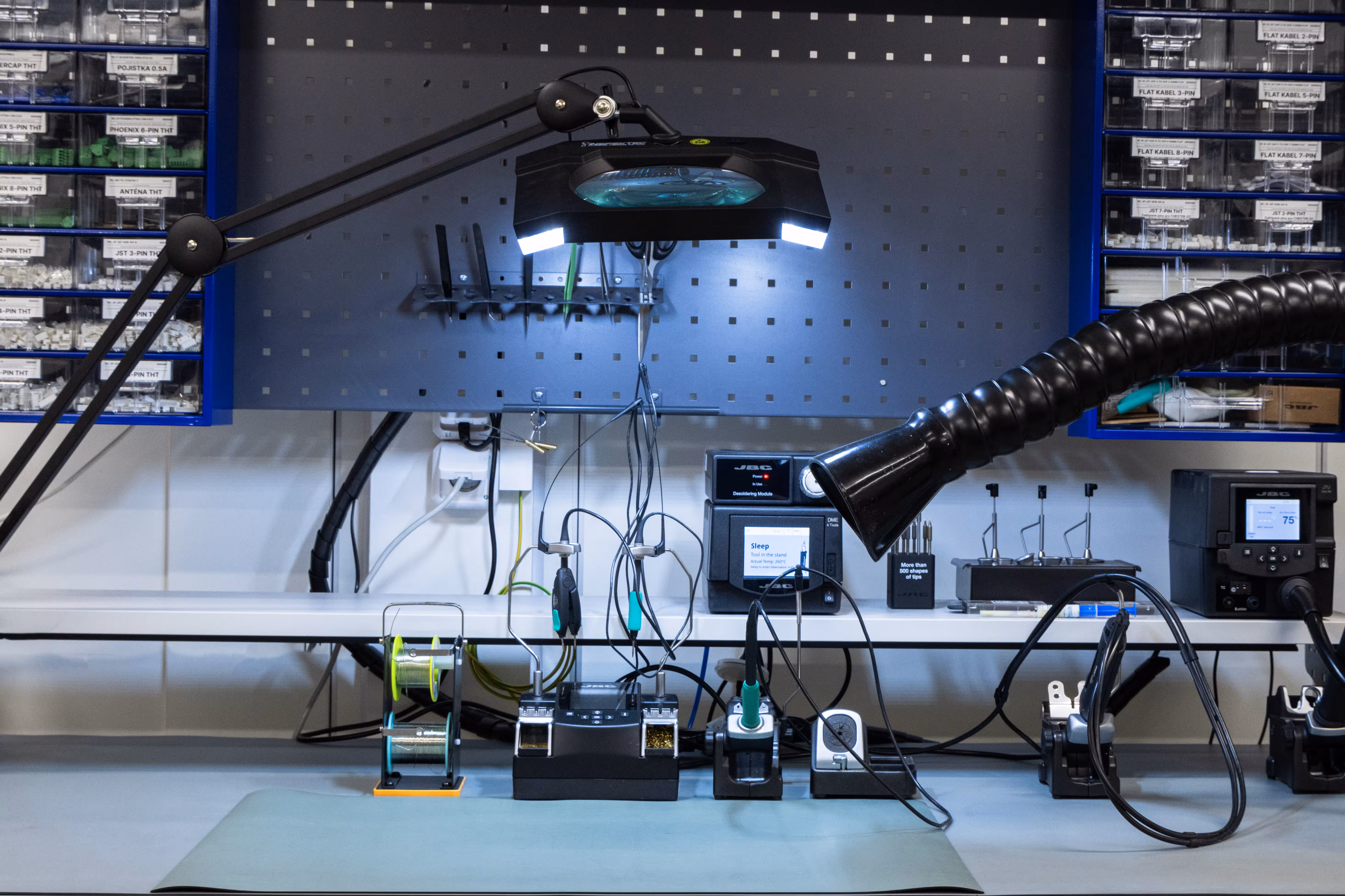 Soldering workstation at HARDWARIO Studio for PCB assembly